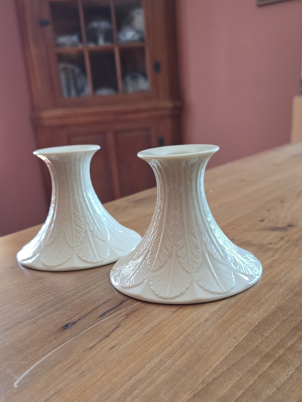 Vintage Lenox Greenfield Collection Porcelain Candlestick Holders - Pair of 2